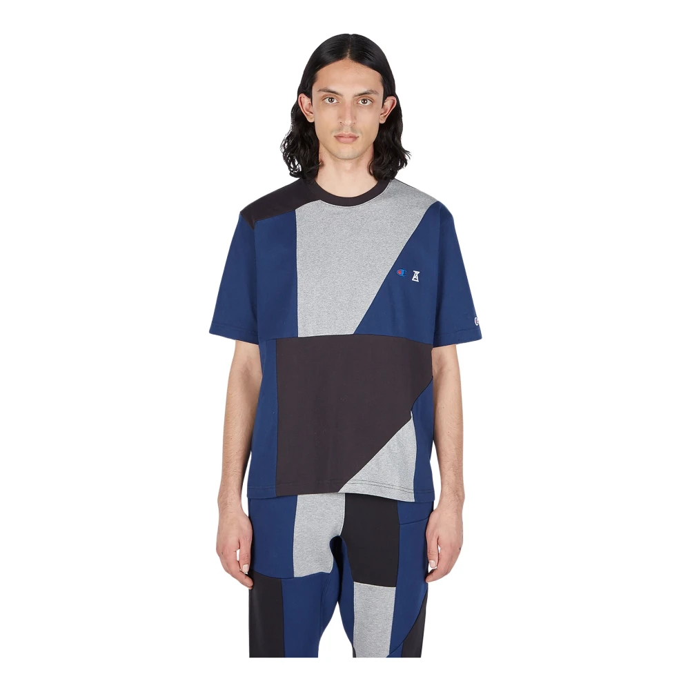 Champion Blue T-Shirts, Male, S, Contrast Panel T-Shirt