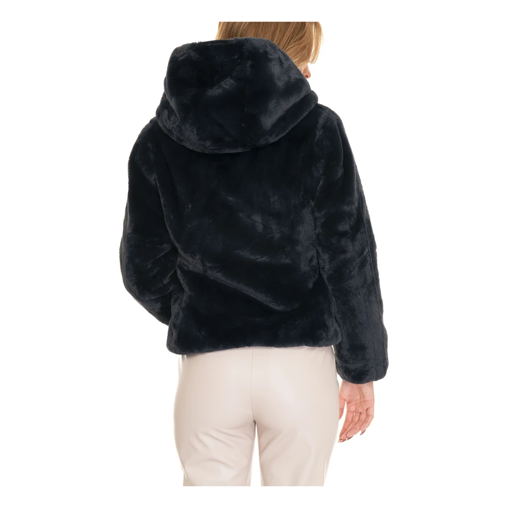 Save The Duck Omkeerbaar Kort Harrington Jack met Capuchon Blue Dames