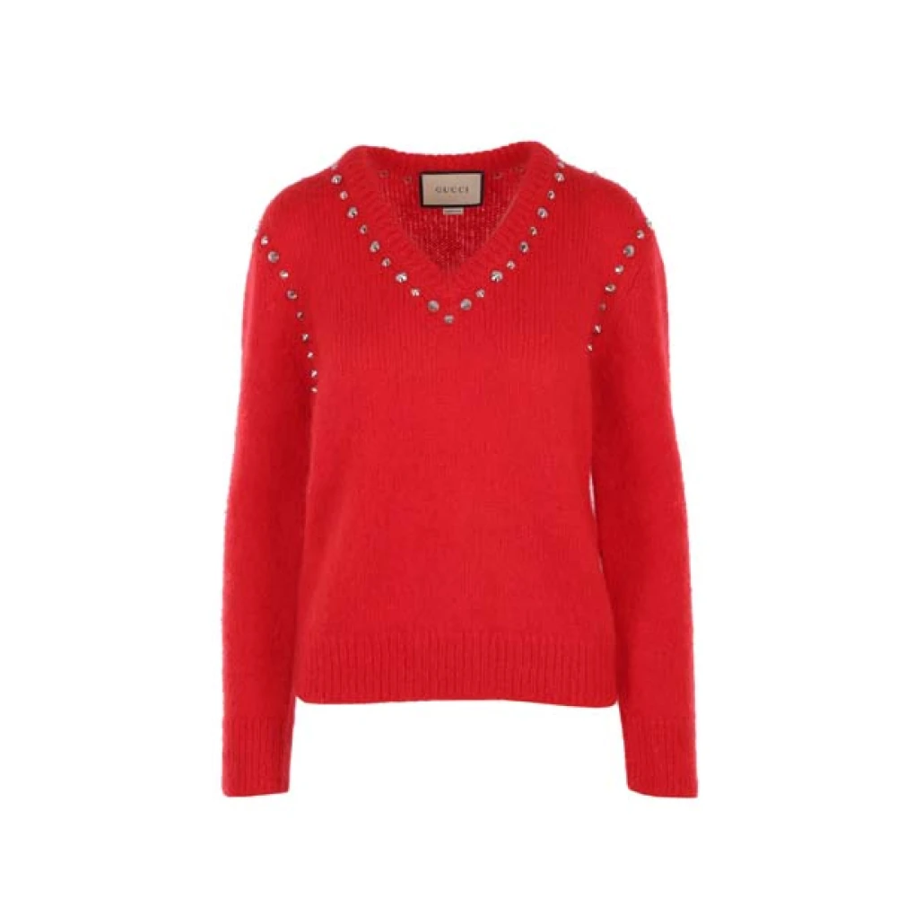 Gucci Rode Mohair Trui met Studs Red Dames
