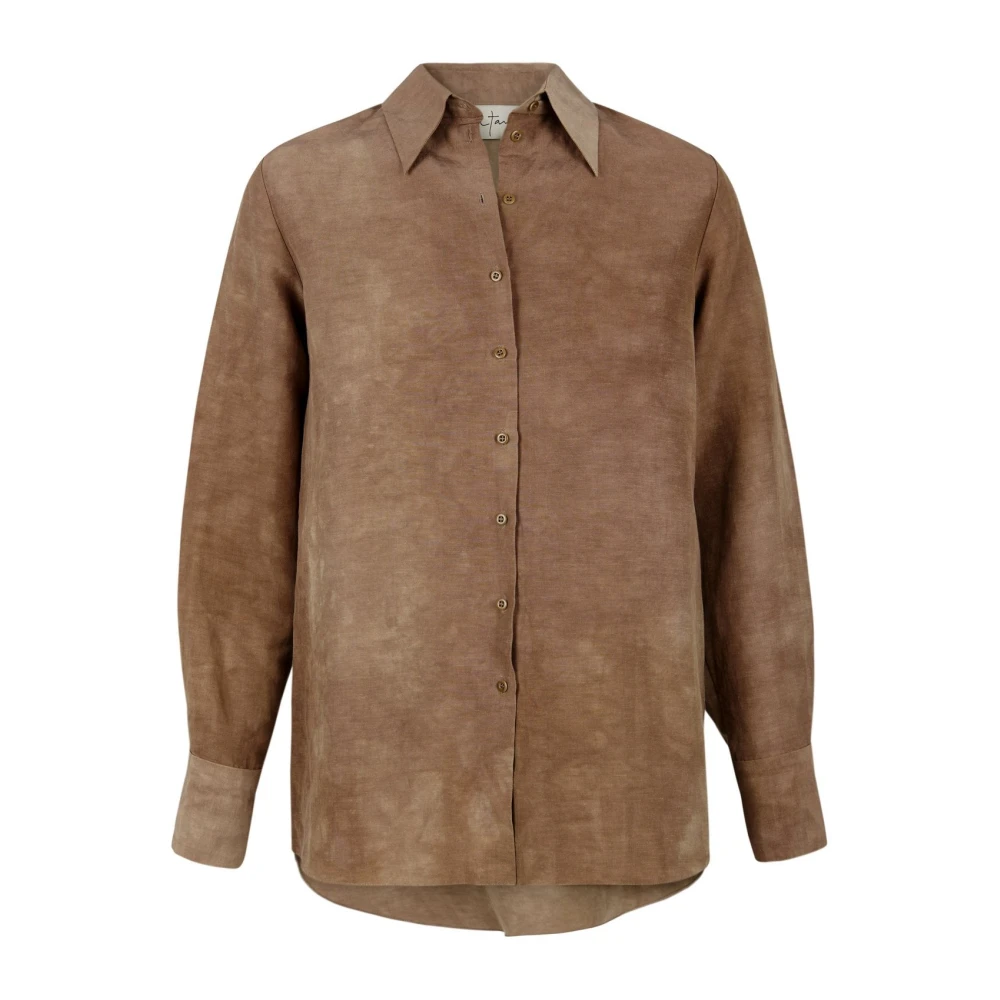Cortana Women's Brown Dune, Top In Linen And Silk Blend