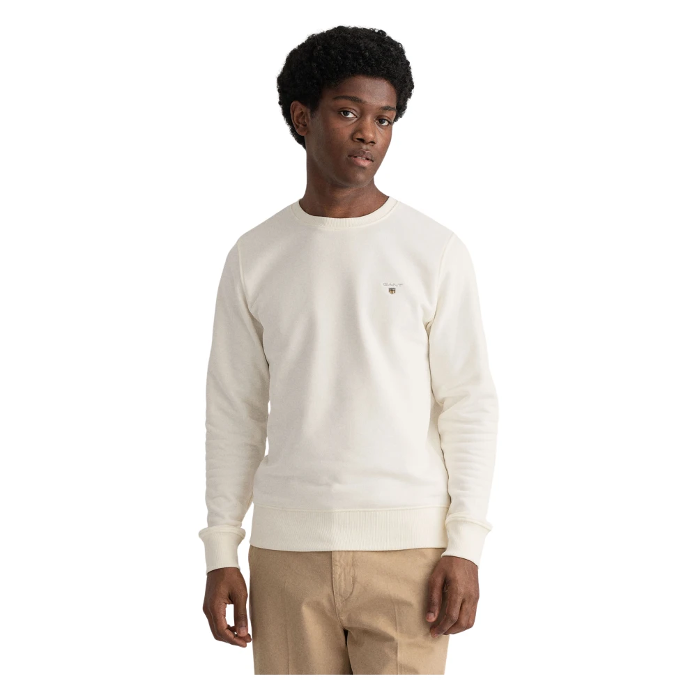Gant Klassieke Katoenen Logo Sweater Beige Heren