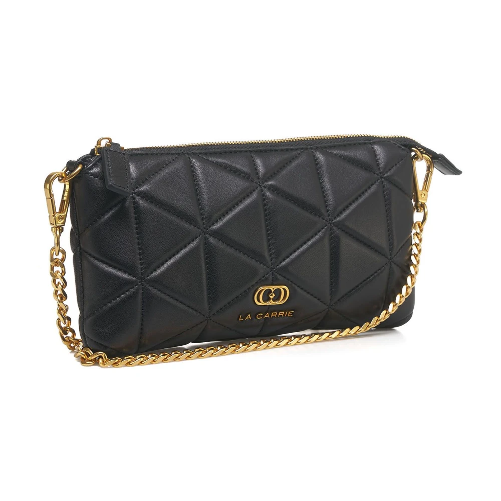 La Carrie Zwarte leren clutch Lea Black Dames