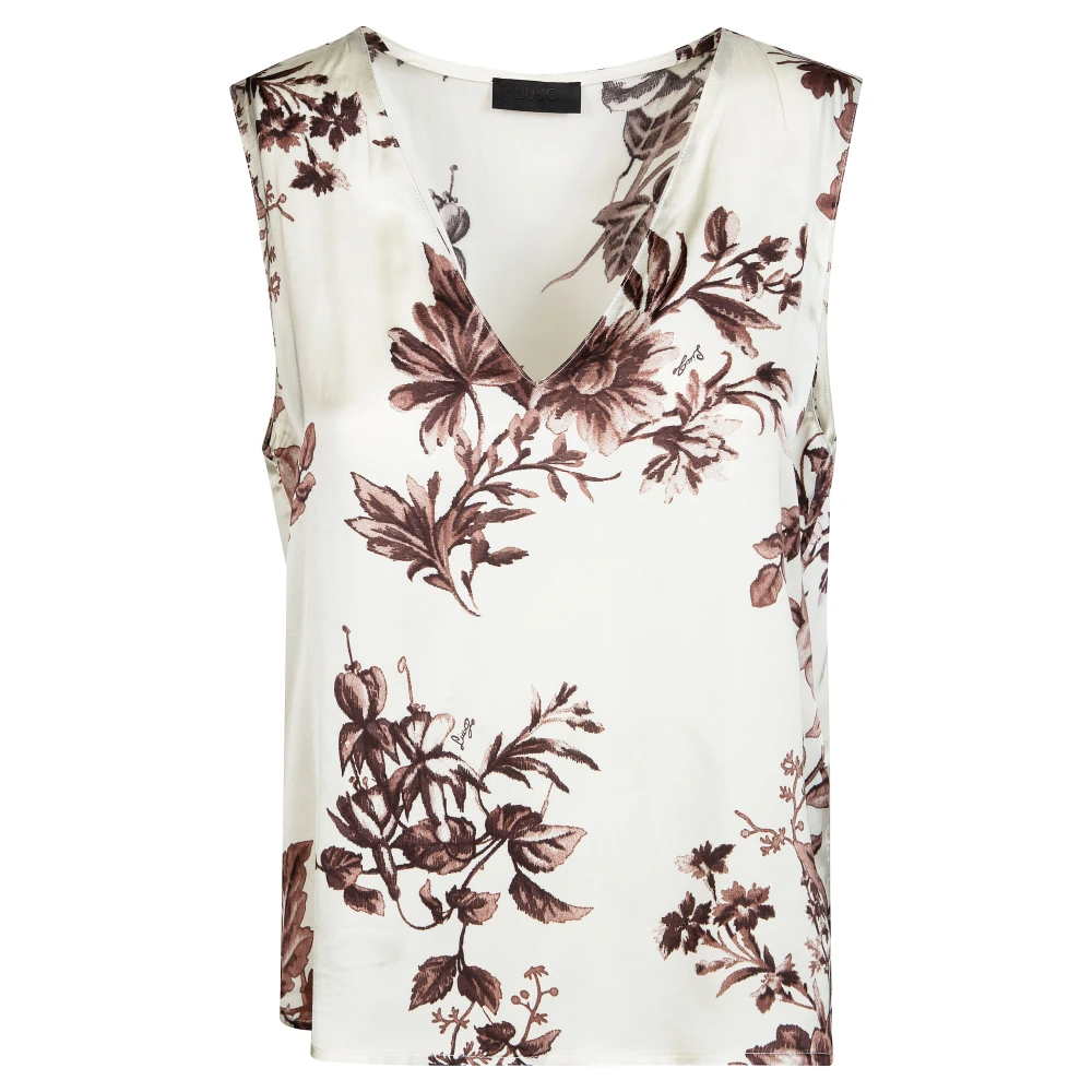 Liu Jo Femme Beige Blouses Et Chemises, Taille: 36 Fr Top En Satin Imprimé
