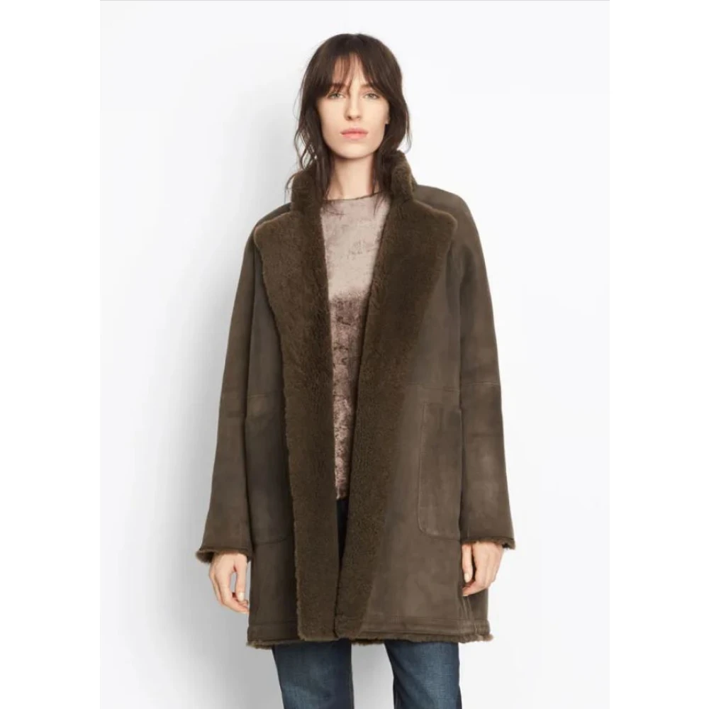 Vince Omkeerbare Shearling Jas Green Dames