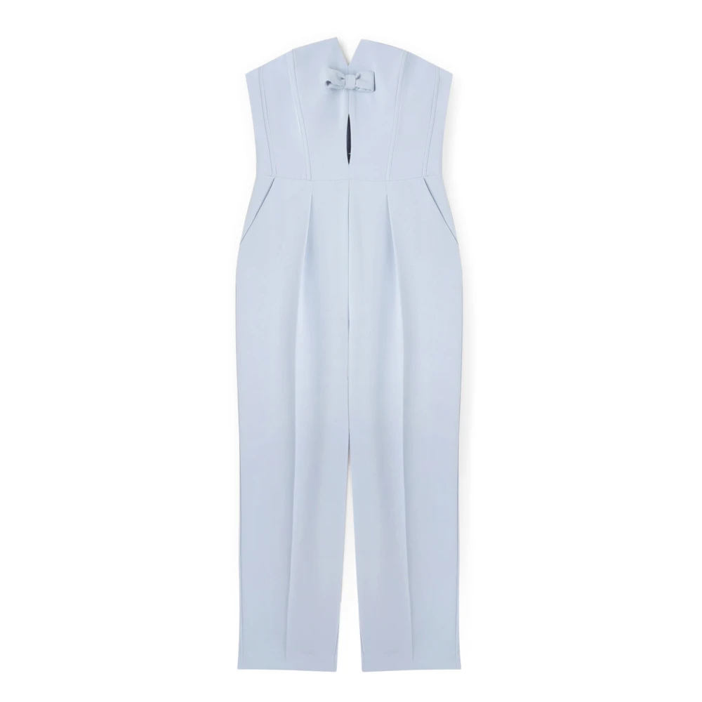 Motivi Kvinno Blå Byxdress Dam, S, Polyester, Lång Bustier-Overall Med Slips