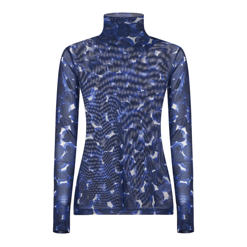 Dries Van Noten Blauw abstract print coltrui Blue Dames