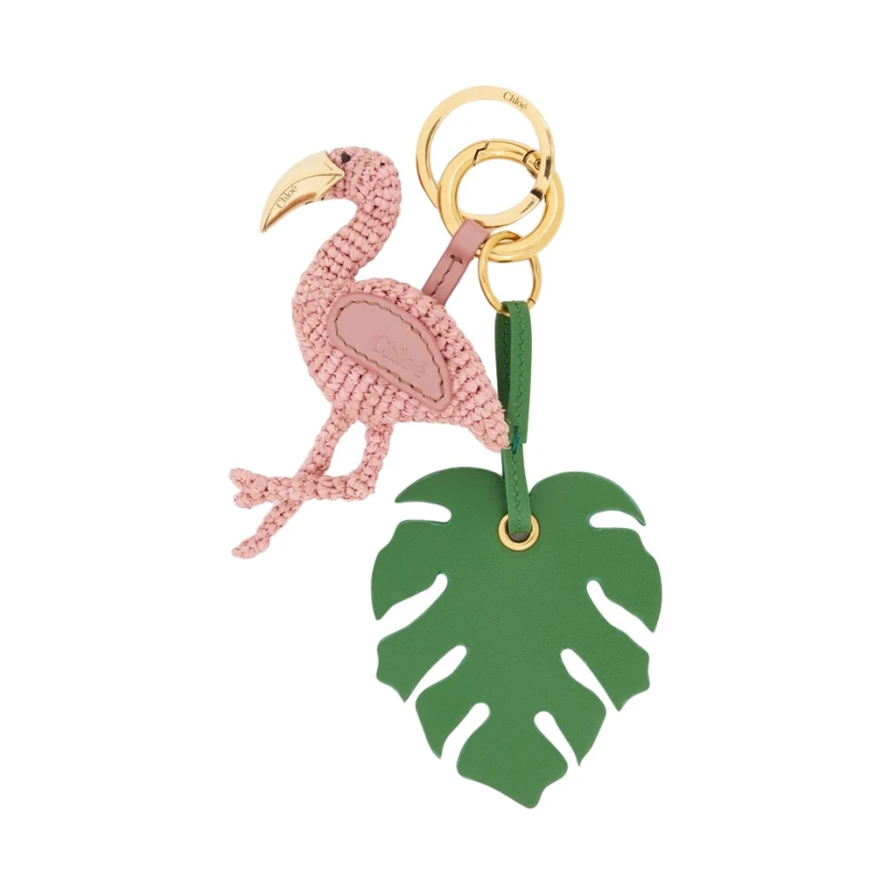 Chloé Women's Multicolor Keychains, One Size, Symbols Flamingo Key Ring Bag Charm
