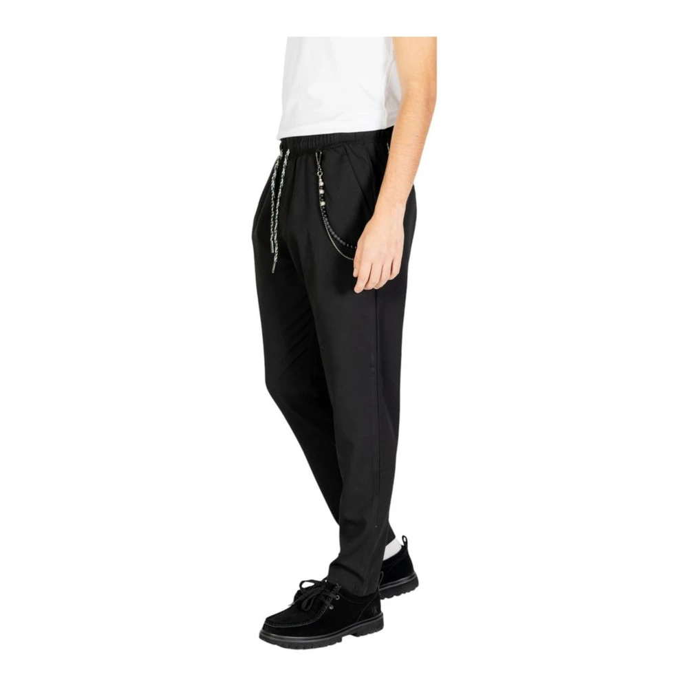Gianni Lupo Zwarte polyesterblend herenbroek Black Heren