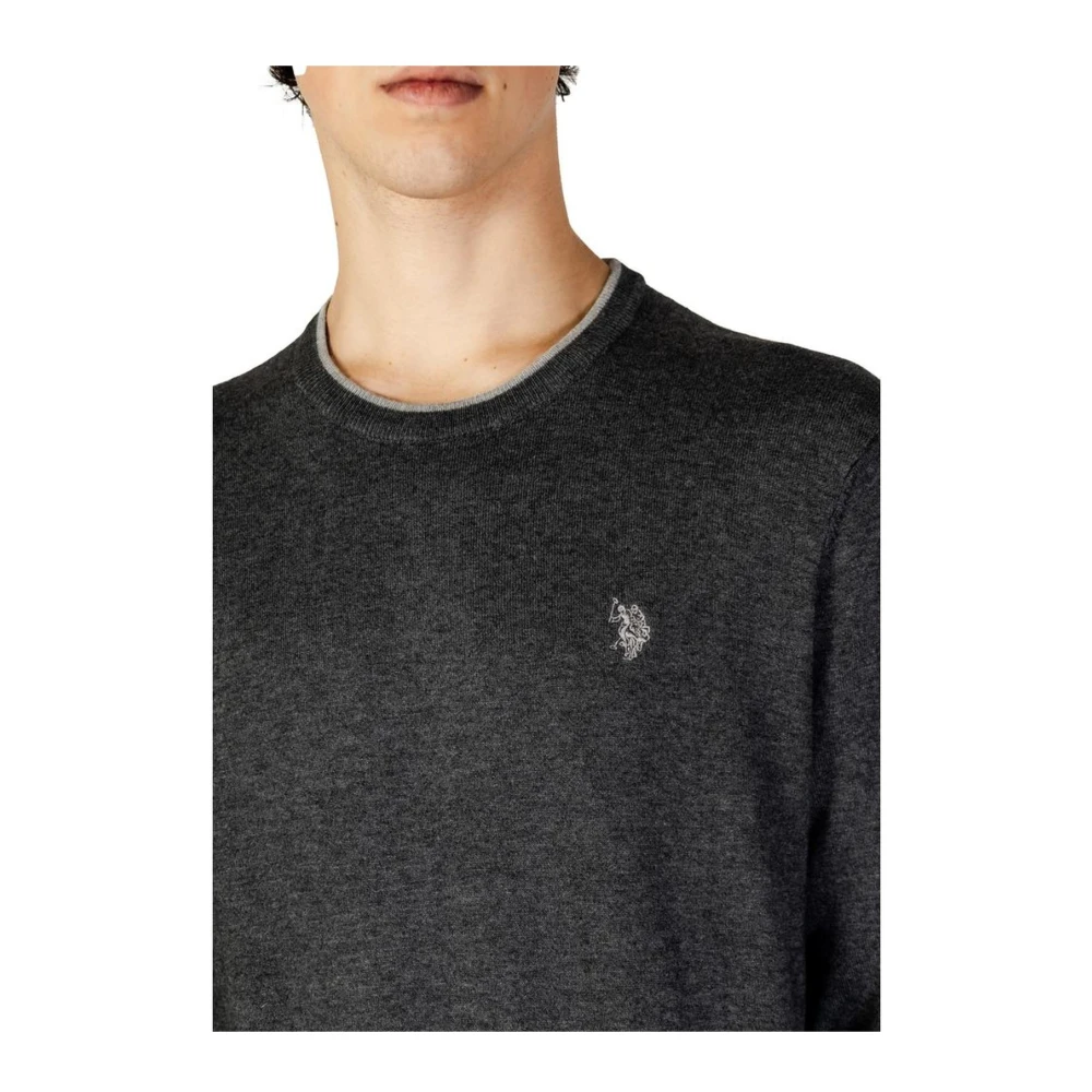 U.s. Polo Assn. Grijze Wollen Blend Gebreide Trui Gray Heren