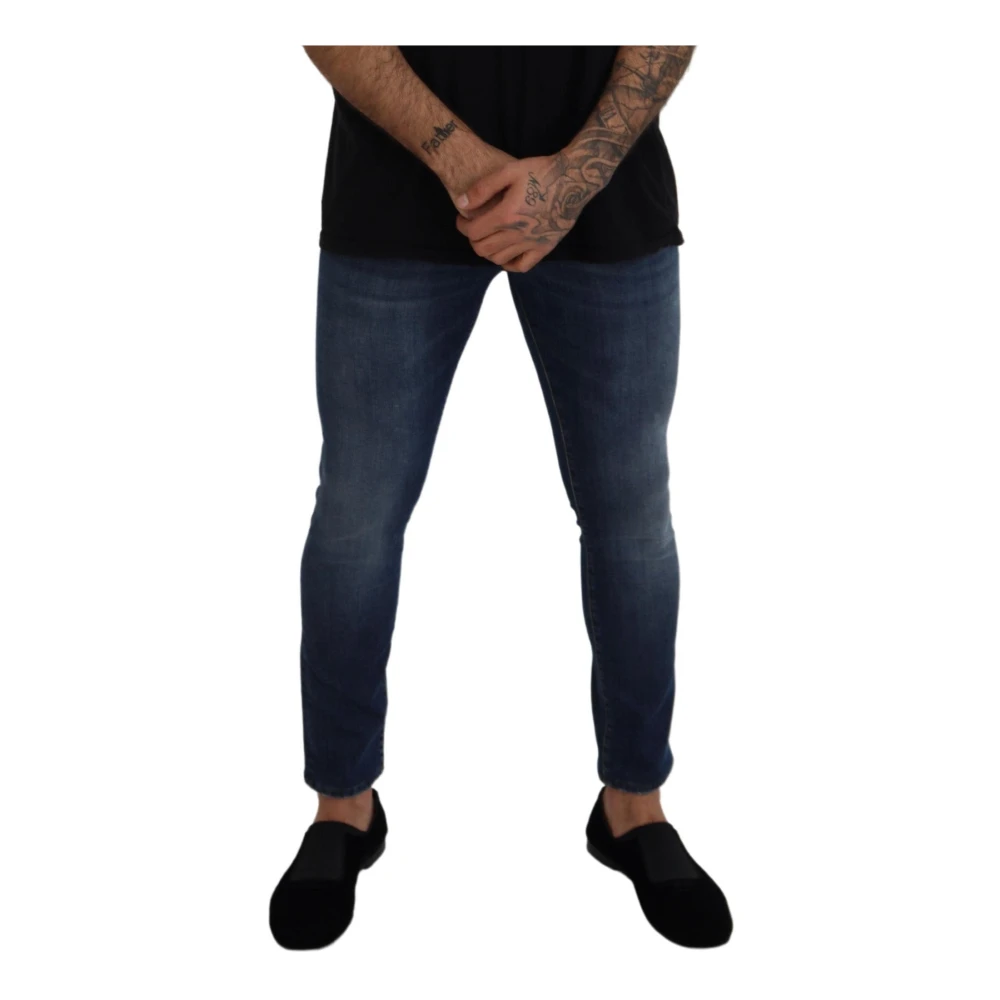 Dolce & Gabbana Blauwe Skinny Denim Jeans Blue Heren