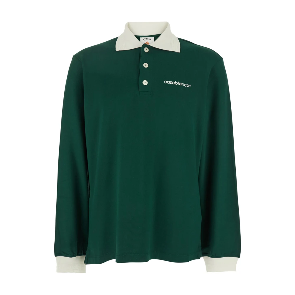 Casablanca Groen Poloshirt met Logo Letters Green Heren