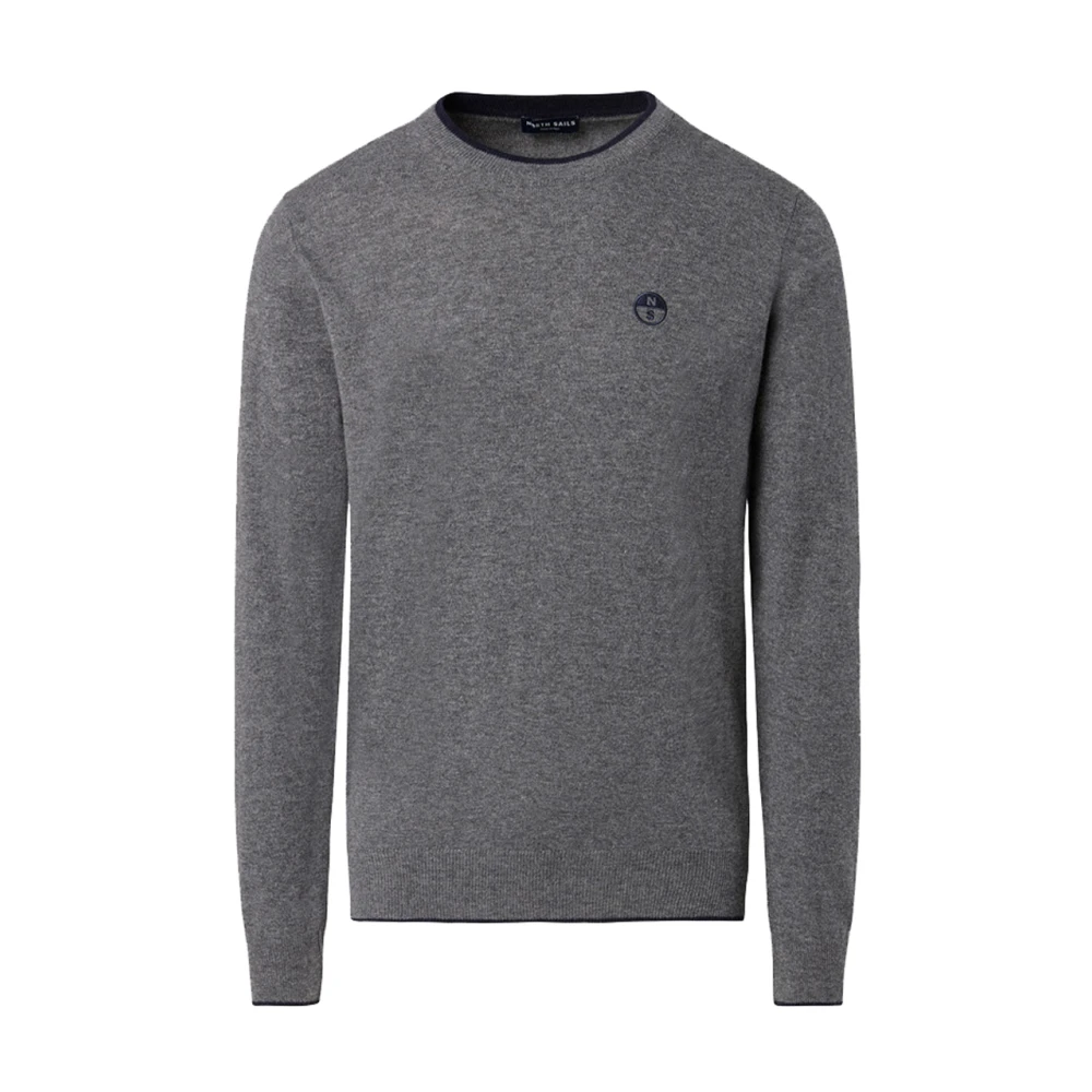 North Sails Men's Gray Grey Crewneck Jumper With Contrast Trim - Round-Neck Knitwear - 2XL - Knitwear