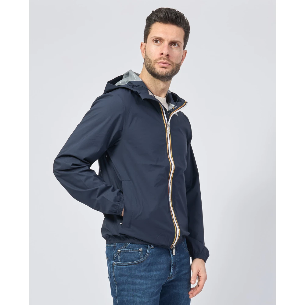 K-way Blauwe korte jas met slim fit Blue Heren