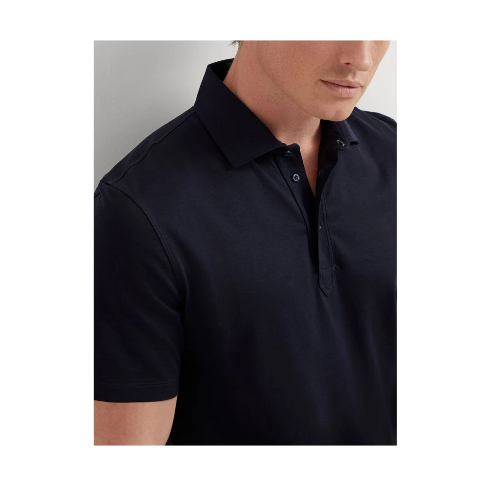 BRUNELLO CUCINELLI Navy Blue Katoen Polo Sweater Blue Heren