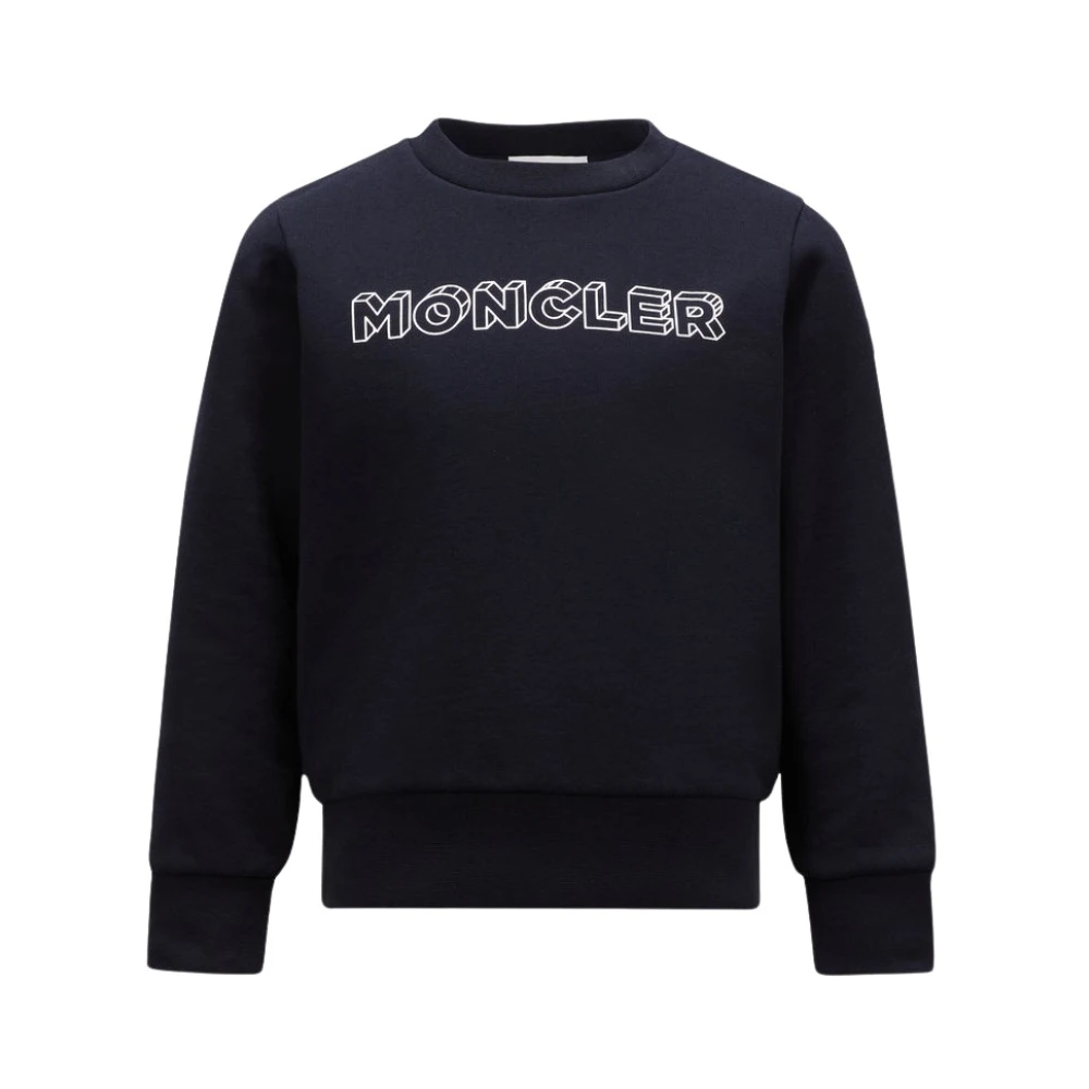 Moncler Boys Blue Knit Texture Logo Print Crewneck Sweatshirt - Kids Sweatshirts - 10 Y - Kids