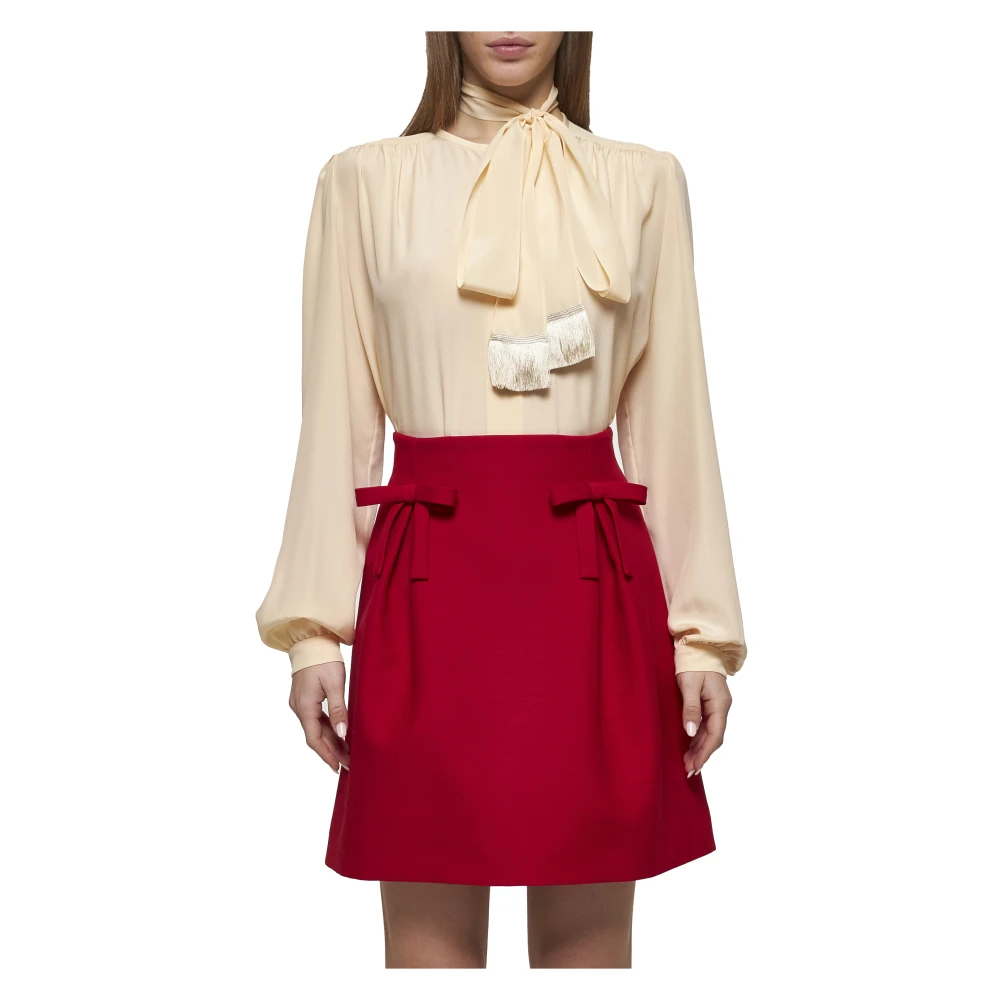 Valentino Rode hoge taille geplooide rok Red Dames
