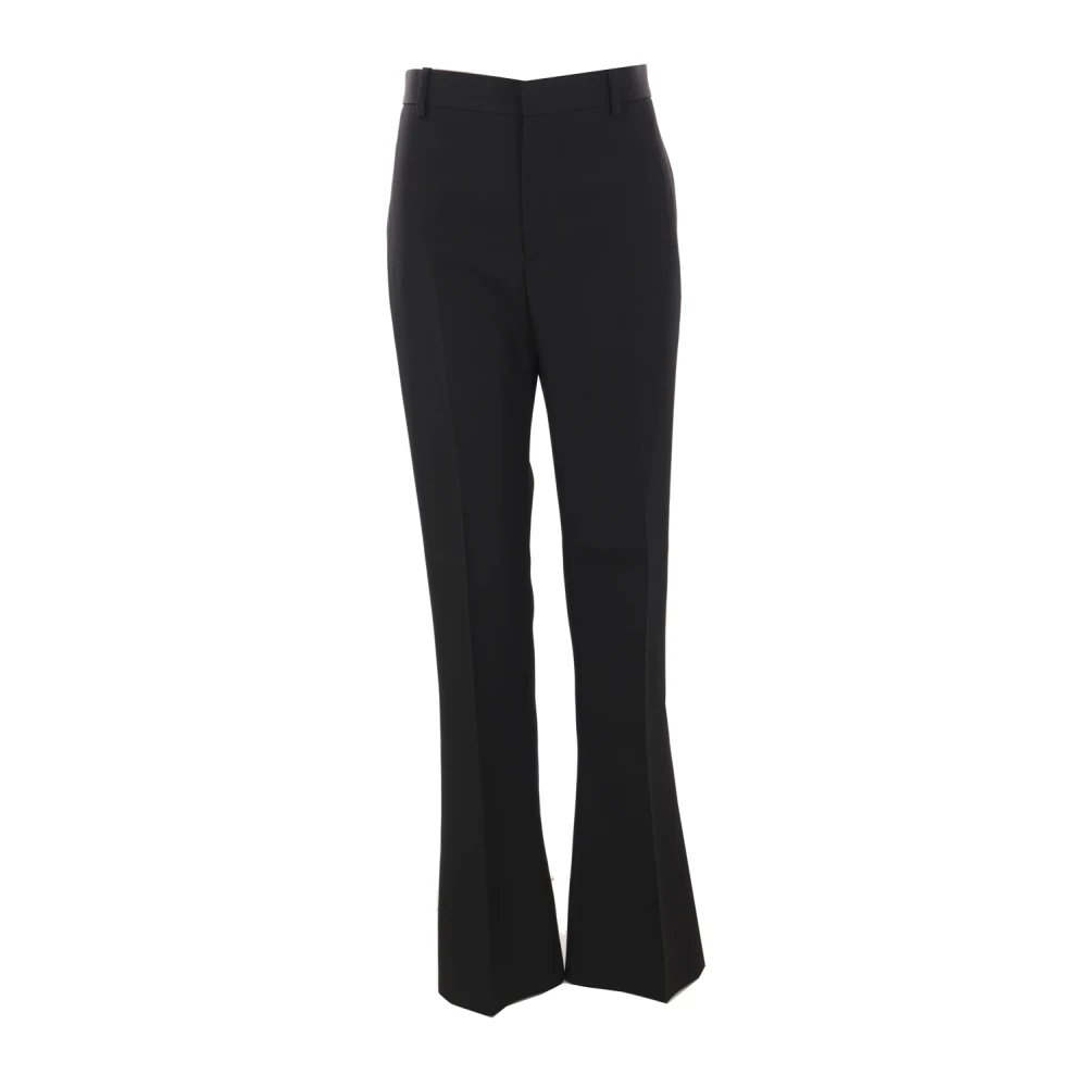 Bottega Veneta Zwarte Flare Wollen Broek Black Dames