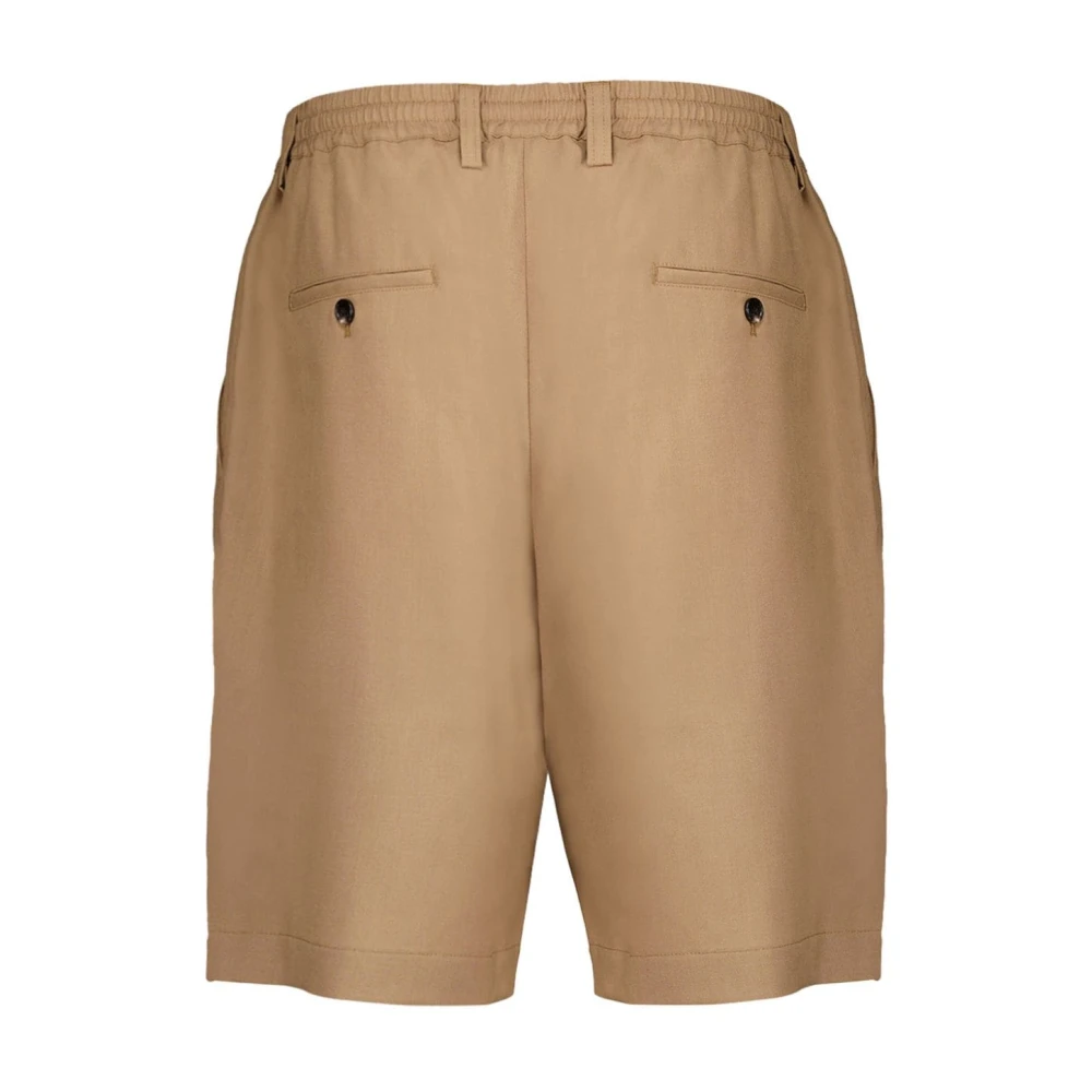 Marni Bruine Wollen Bermuda Shorts met Plooien Brown Heren