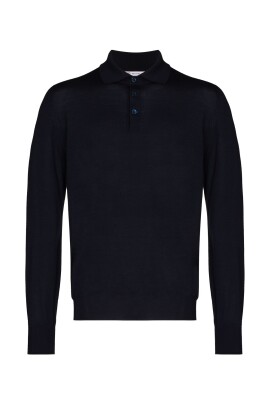 polo-bleu-tricot-manches-longues