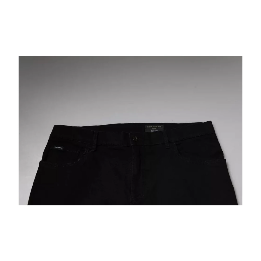 Dolce & Gabbana Zwarte Logo Skinny Denim Jeans Black Heren