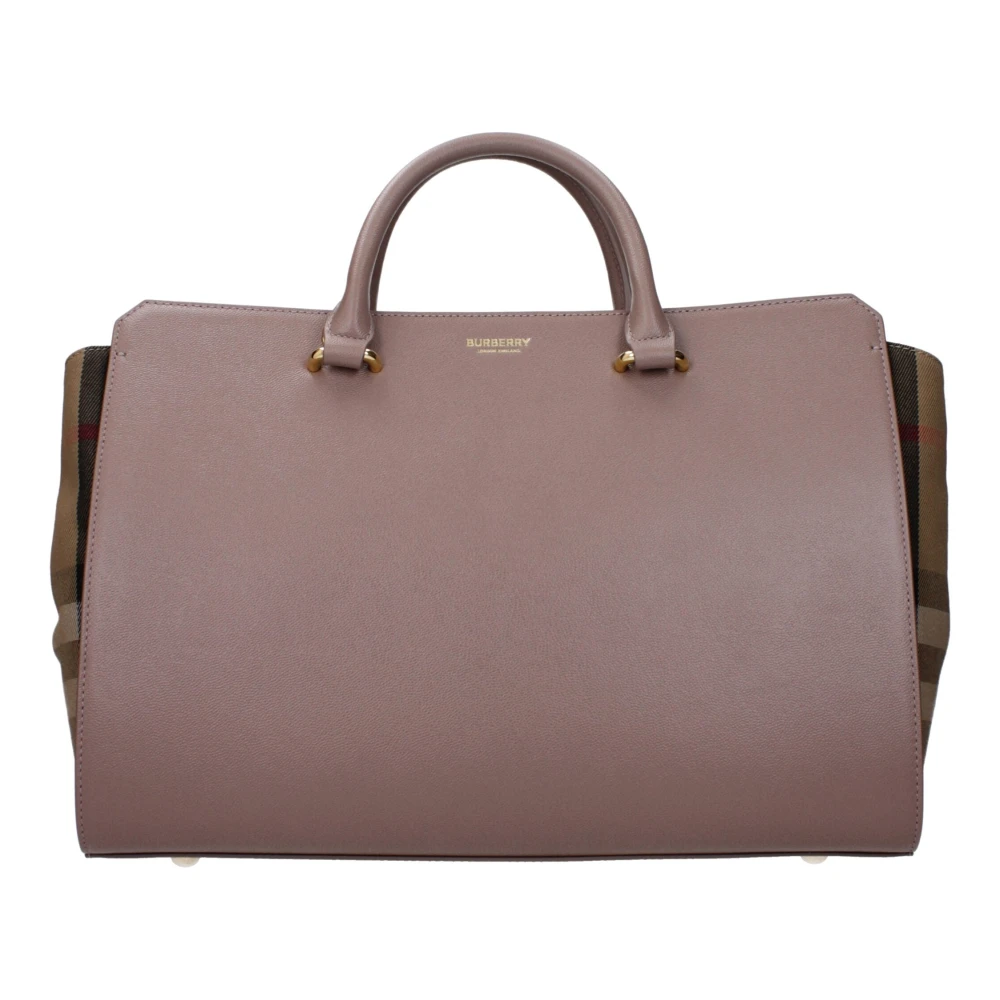 Burberry Women's Gray Leather Handbag With Front Logo