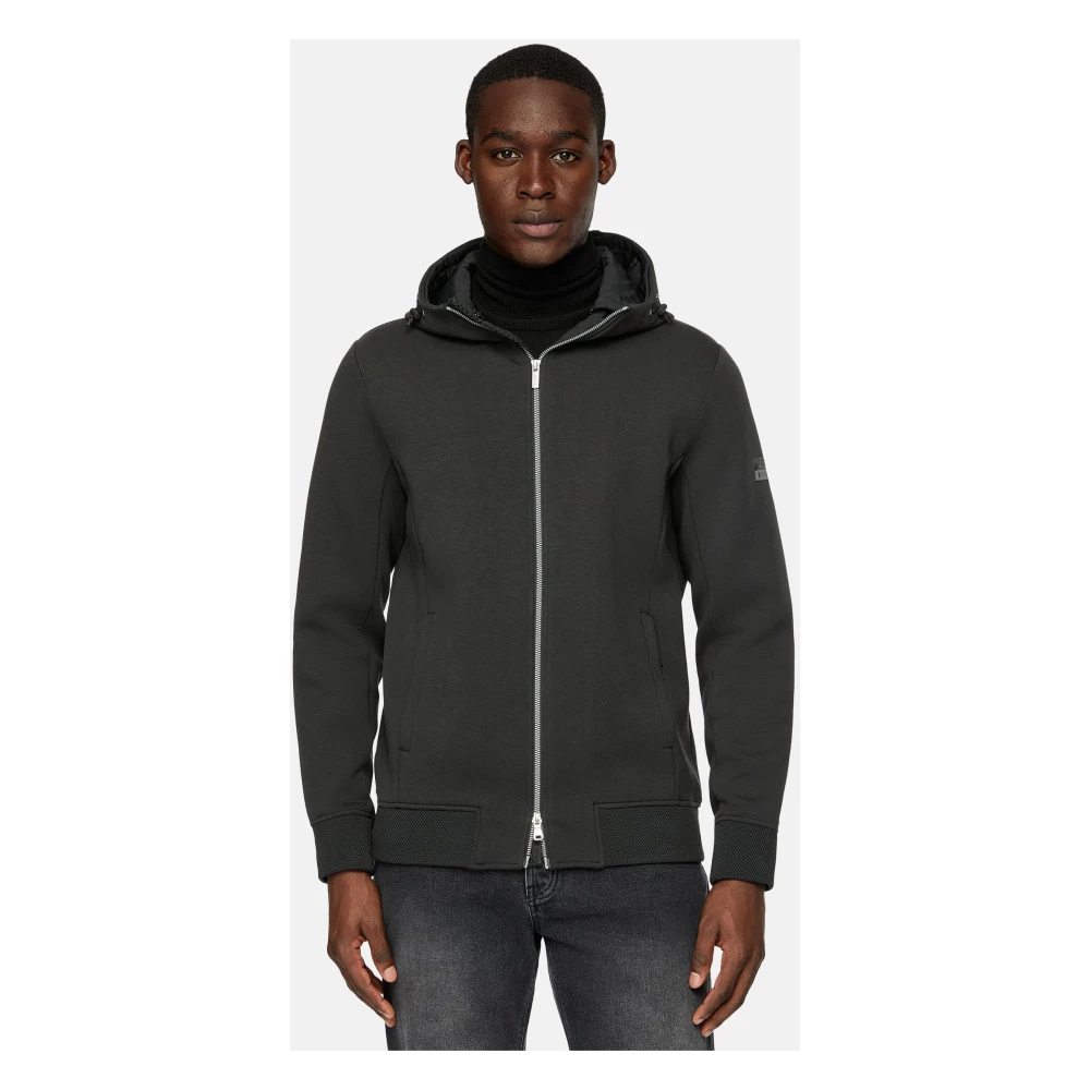Boggi Milano Full Zip Double Hoodie in Scuba Black Heren