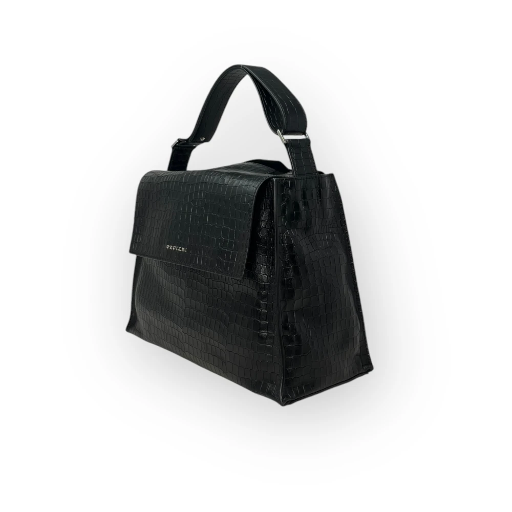 Orciani Schoudertas in Cocco Nappa Leer Black Dames