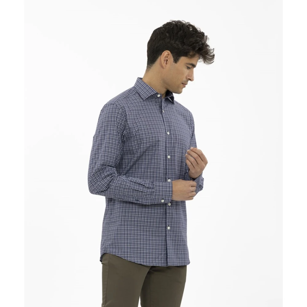 Ermenegildo Zegna Geruite sportshirt Blue Heren