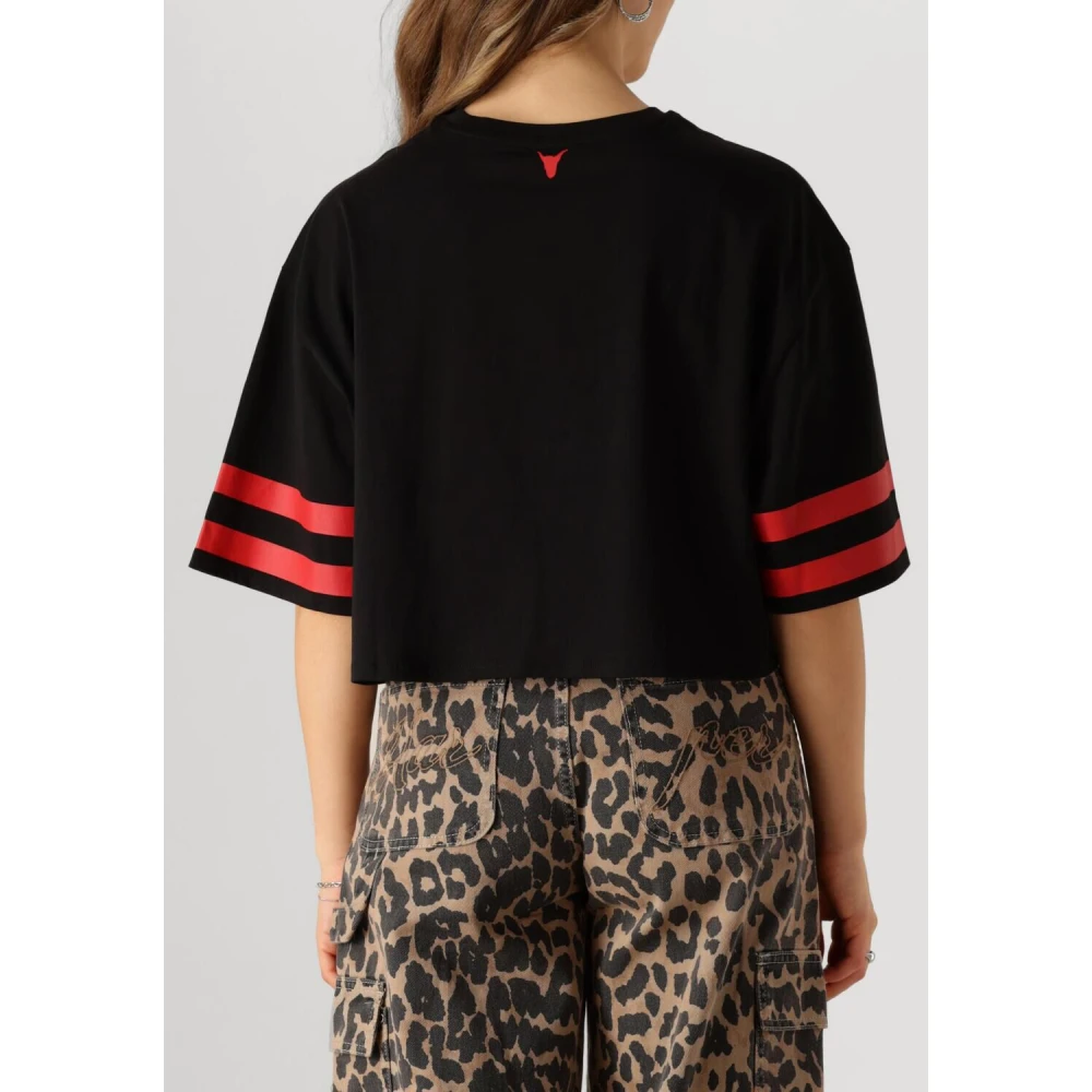 Alix The Label Zwarte Cropped Sports T-shirt Black Dames