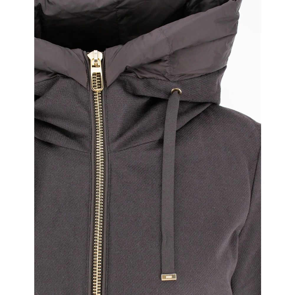 Duno Bi-materiaal donsjack met grote capuchon Brown Dames