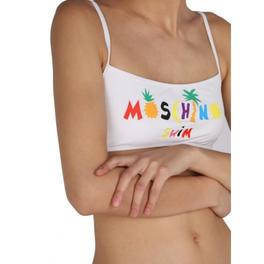 Moschino Strand Logo Bikini Set White Dames