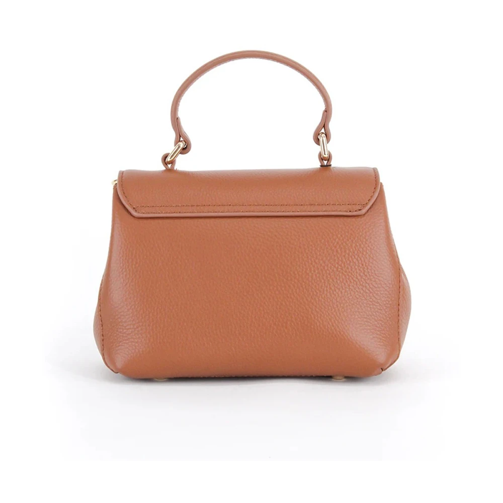 La Carrie Bruine leren handtas met pythonprint Brown Dames