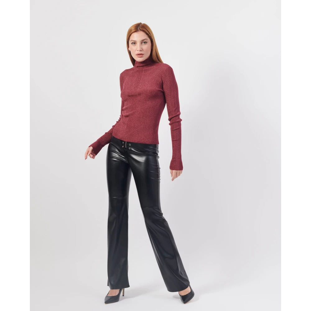 PATRIZIA PEPE Bordeaux Wollen Trui met Metalen Details Red Dames