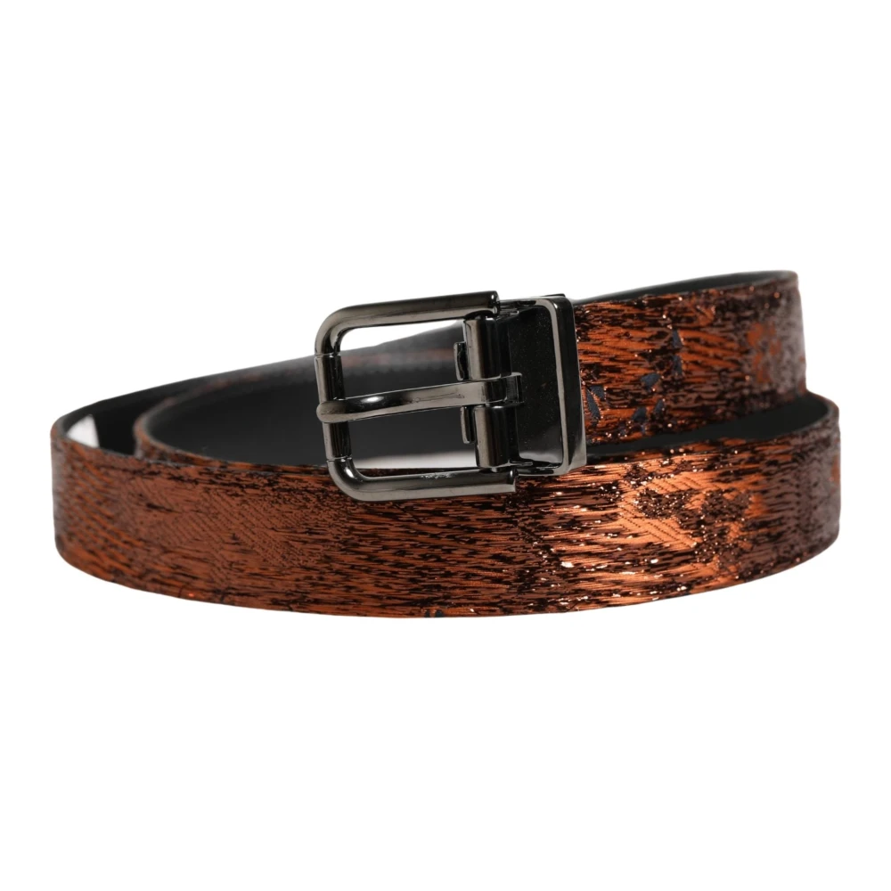Dolce & Gabbana Mannelijk Bruin Accessoires Heren, One Size, Polyester, Klassieke Polyester Riem Met Metalen Gesp