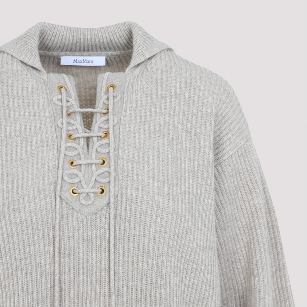 Max Mara Luxe Wol Kasjmier Trui Naakt Neutrals Gray Dames