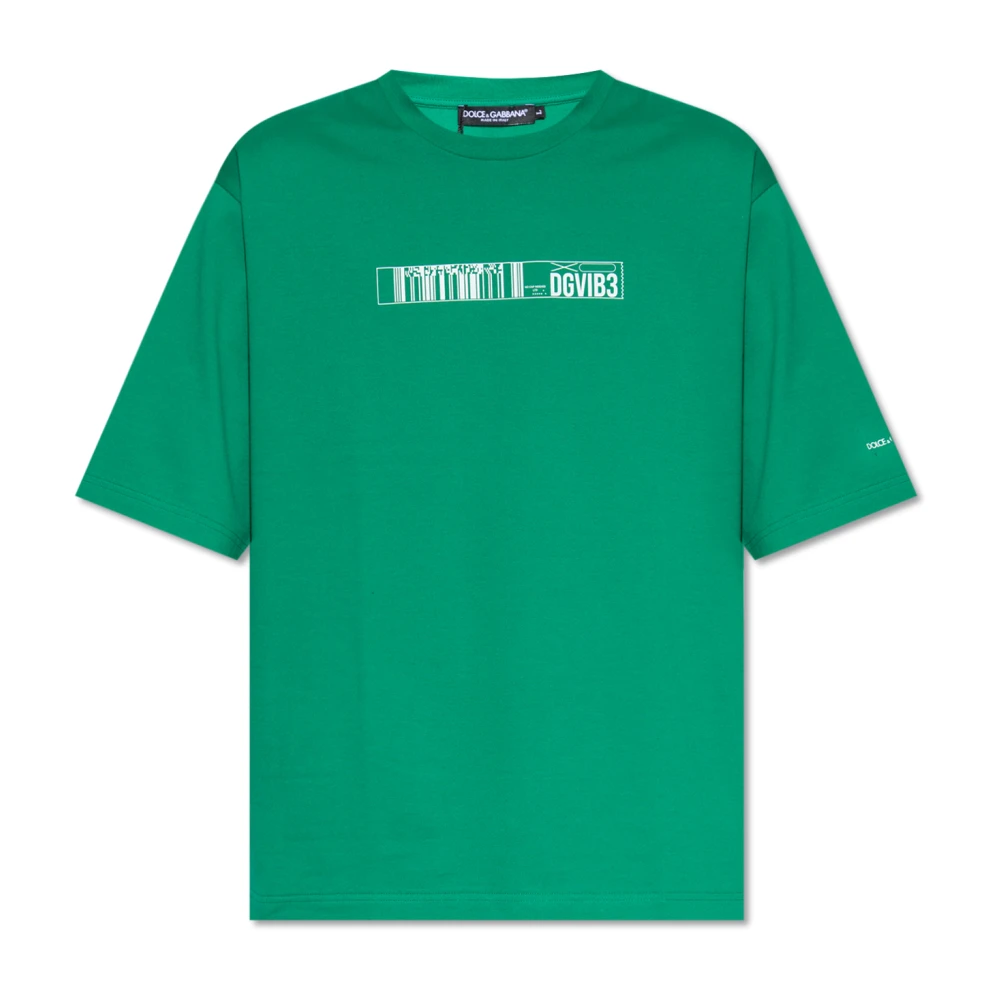 Dolce & Gabbana Bedrukt T-shirt Green Heren