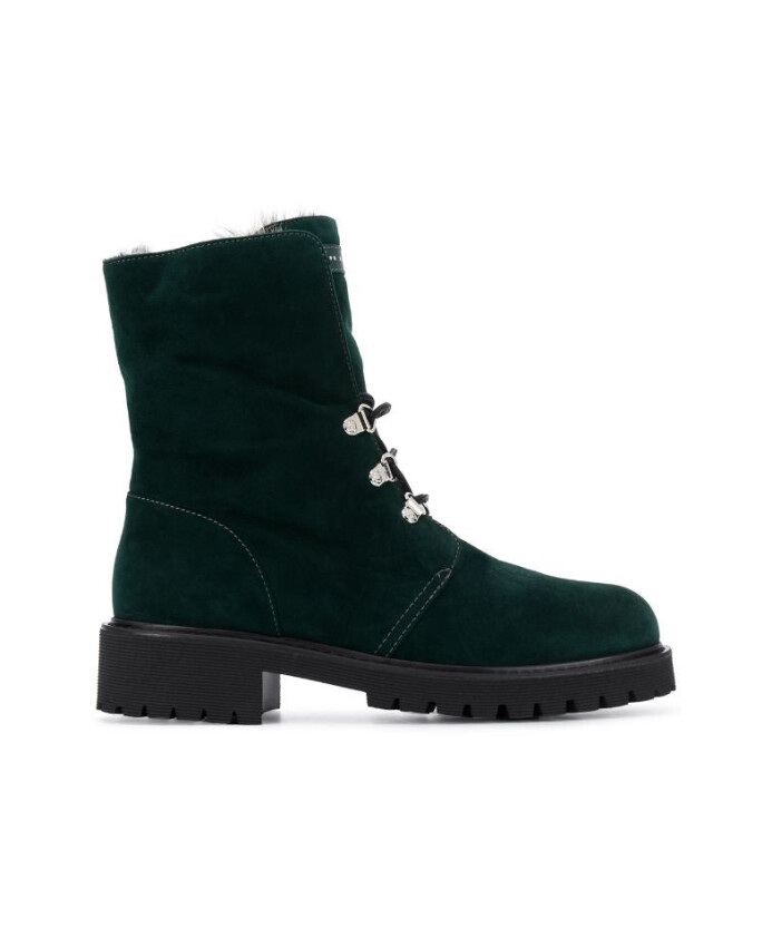 bottines-en-cuir-vert-avec-fourrure