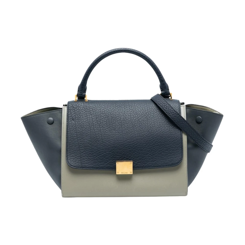 Celine Vintage Women's Blue Pre-Owned Structured Leather Handbag