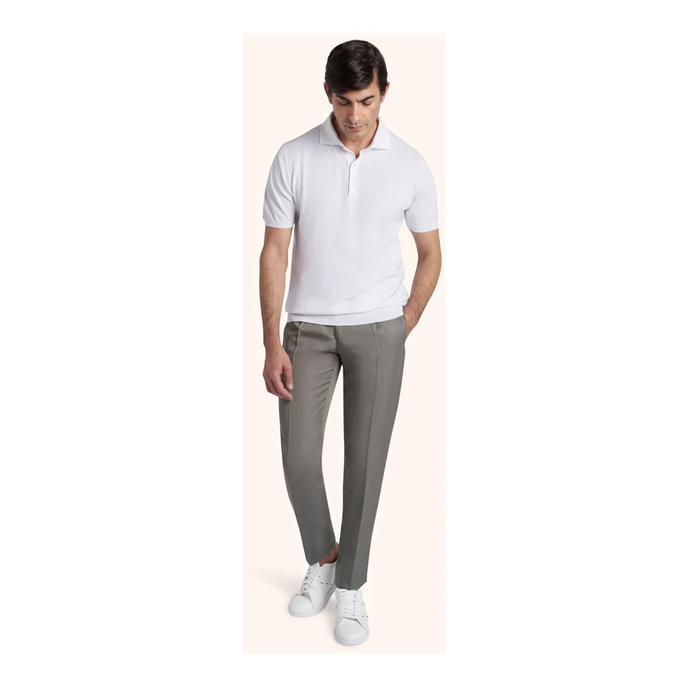 Kiton Zachte Katoenen Poloshirt White Heren