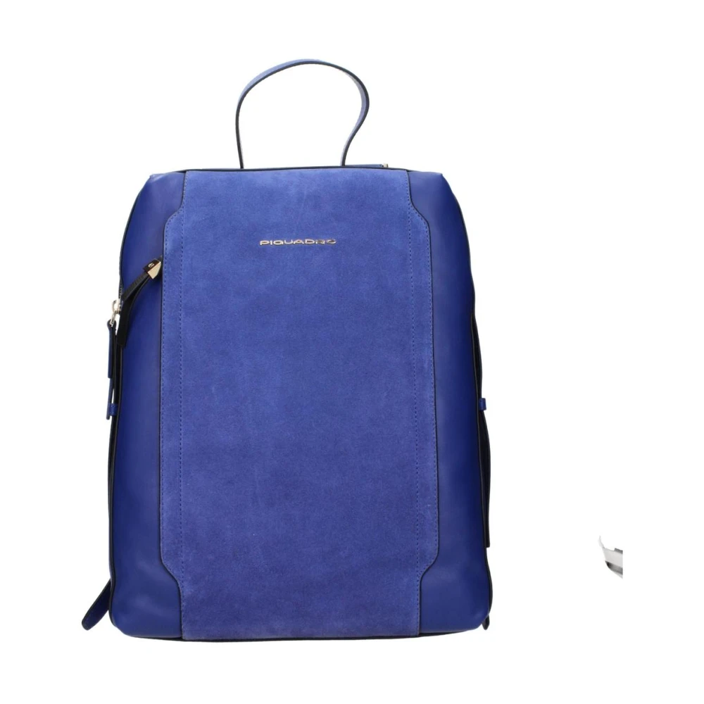 Piquadro Vrouw Blauw E Leren Rugzak Met Verstelbare Banden