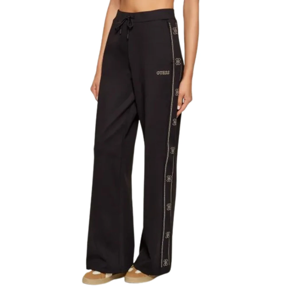 Guess Donna Jet Black Pantaloni Da Ginnastica Octavia Wide Leg Pants S - Immagine 3