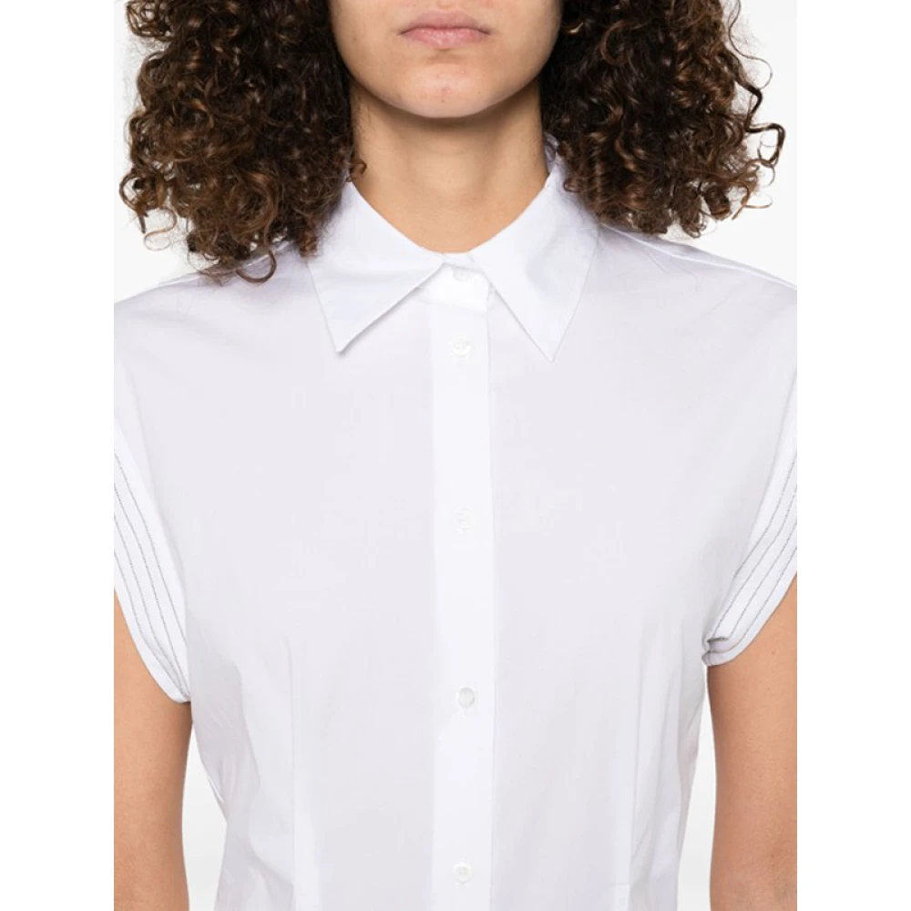 PESERICO Witte Beaded-Trim Shirt met Knoopsluiting White Dames
