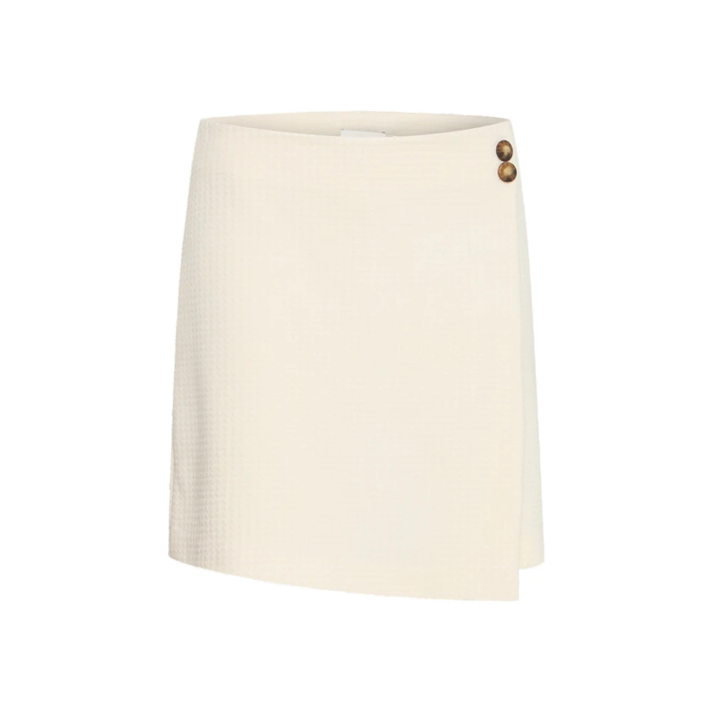 Ichi Cropped Skorts met knoopdetails Birch Beige Dames