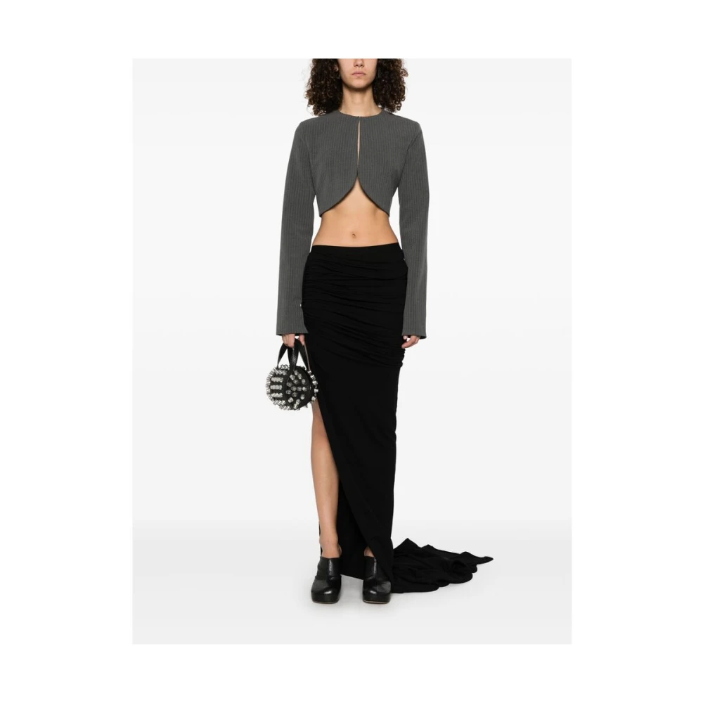Rick Owens Zwarte rok met elastische tailleband en ruches Black Dames
