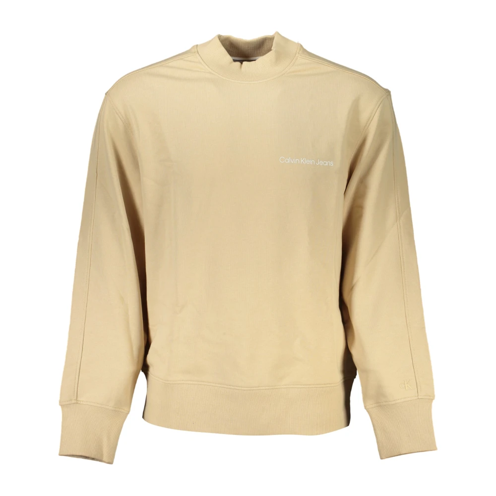 Calvin Klein Beige Trui met Lange Mouwen en Logo Print Beige Heren