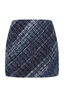 Blå Tweed Minikjol