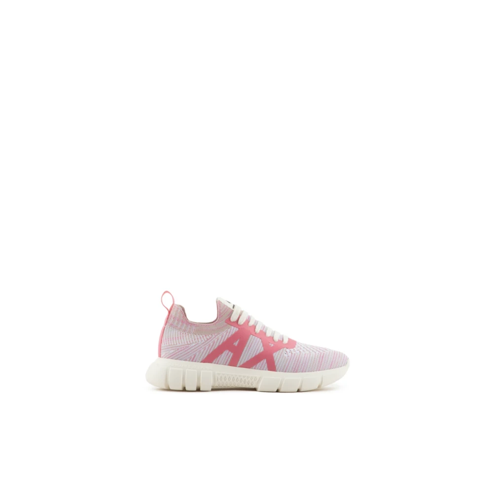 Armani Exchange Vrouw Purper Schoenen Dames, Paars, 38 Eu, Leer, Fuchsia Sneakers Comfortabel Stretch