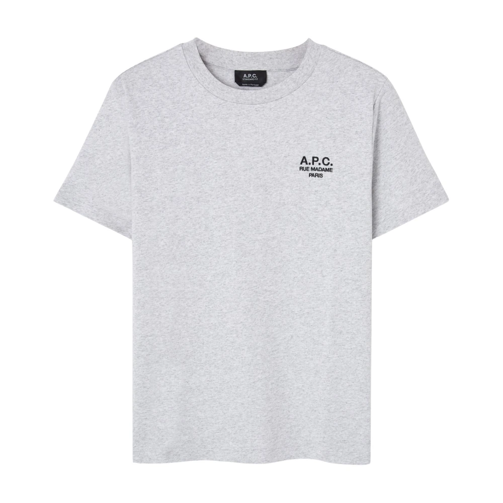 A.p.c. Men's Gray T-Shirts, Xl, T-Shirt With Embroidery