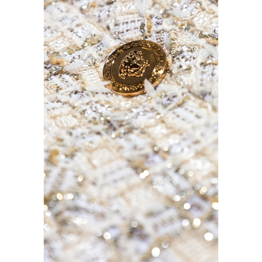 Versace Tweed blazer met lurex draad Beige Dames