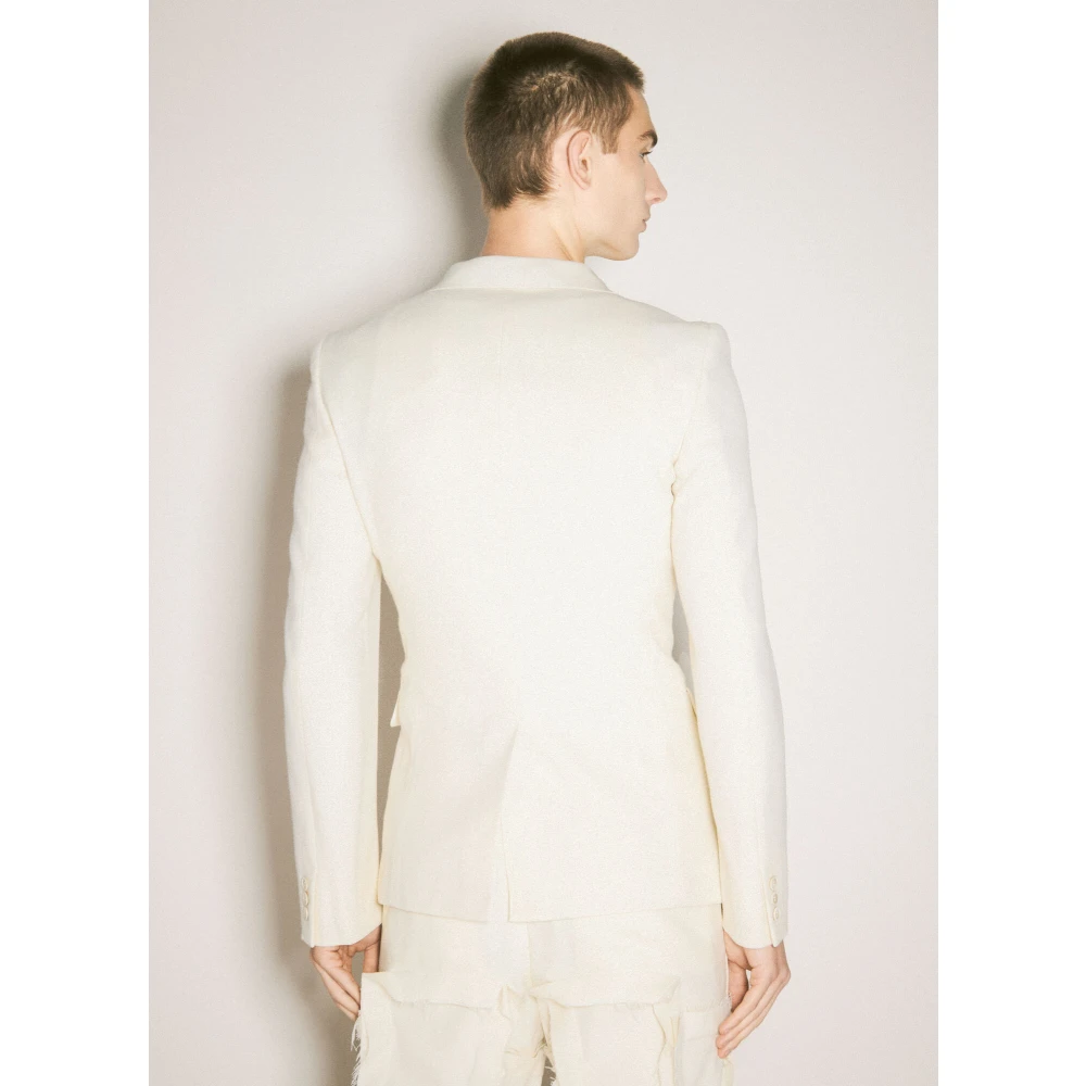 Comme des Garçons Wolblend Blazer met Rits Sluiting Beige Heren